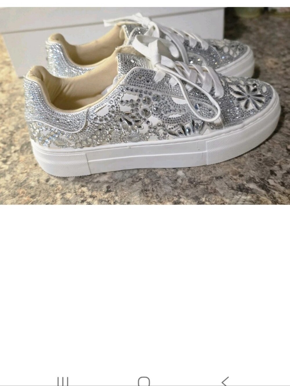 Betsey Johnson REILY Womens Rhinestone Sneaker in White sz 6-1/2 M (NIB) $109